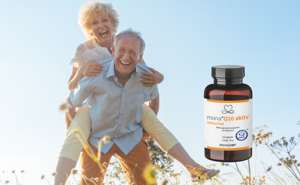 Produktabbildung mona Q10 aktiv Ubiquinol mit älterem Pärchen